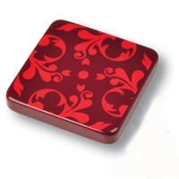 699RJ Ручка кнопка квадратная модерн, дамасский узор на красном фоне