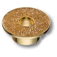 STONE32/O-SW/O Ручка кнопка c золотыми кристаллами Swarovski, цвет покрытия - глянцевое золото 32 мм