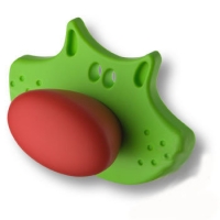 484025ST06/ST09 Ручка кнопка, зеленый медвежонок с красным носом