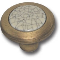 9831-805 Ручка кнопка керамика с серой "паутинкой", античная бронза