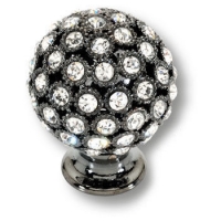 MOB 472 26 SWA CF Ручка кнопка с кристаллами Swarovski, эксклюзивная коллекция, цвет - черный глянец