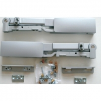 Комплект доводчика (1 доводчик + 1 ответная часть) для боковин с роликовыми направляющими Firmax, серый