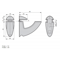 HR01.0074  Менсолодержатель "Horn", отделка сталь нержавеющая, комплект 2 штуки