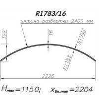 Панель МДФ гнутая R1783-16, радиусная, высота 1150, толщина 16мм