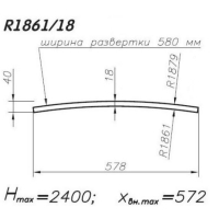 Панель МДФ гнутая R1861-18, радиусная, высота 2400, толщина 18мм