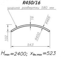 Панель МДФ гнутая R450-16, радиусная, высота 2400, толщина 16мм