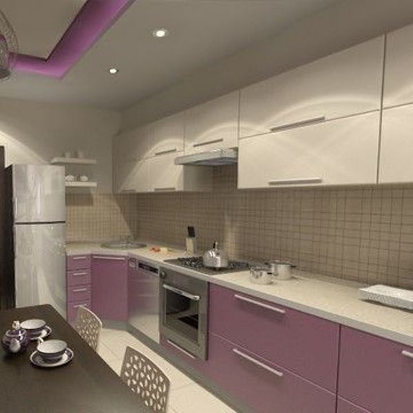 Кухня Фиолетовая С Бежевым