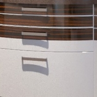 Фасады гнутые МДФ комбинированные эмаль и шпон 3 полосы