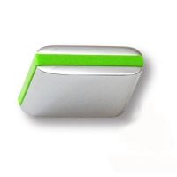 429025MP02PL13 Ручка кнопка модерн, глянцевый хром с зеленой вставкой