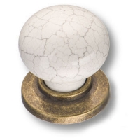3005-40-000-08 Ручка кнопка керамика с серой "паутинкой", античная бронза