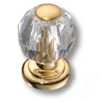 0737-030-MINI Ручка кнопка, латунь с кристаллом, глянцевое золото 24K
