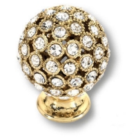 MOB 472 26 SWA 19 Ручка кнопка с кристаллами Swarovski,эксклюзивная коллекция, цвет-глянцевое золото