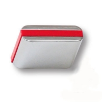 429025MP02PL17 Ручка кнопка модерн, глянцевый хром с красной вставкой