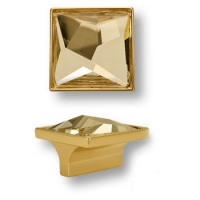 15.390.32.SWA.19 Ручка кнопка с кристаллом Swarovski эксклюзивная коллекция, глянцевое золото 32 мм