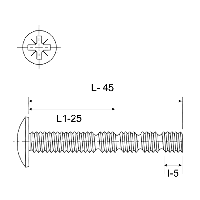 Винт для ручек с головкой под крест с насечками через каждые 5 мм, вариционный (от 25 мм до 45 мм)