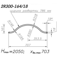 Панель МДФ гнутая 2R300-164-18, радиусная, высота 2050, толщина 18мм