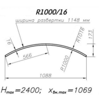 Панель Хоманит гнутая R1000-16, радиусная, высота 2400, толщина 16мм